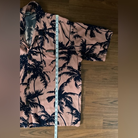 Pink and Blue Casual Button Down Shirt with Tropical Print - Picture 6 of 7